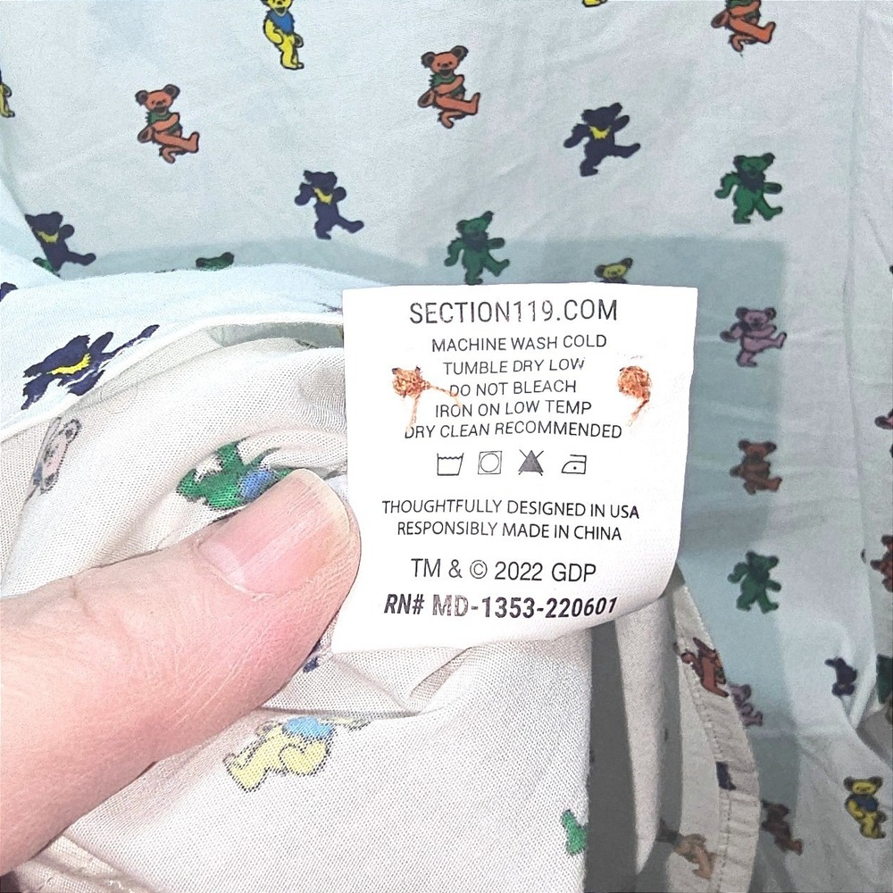SEC 119 Grateful Dead Dancing Bears Shirt Mens XL White Short Sleeve Button Down - Picture 9 of 11